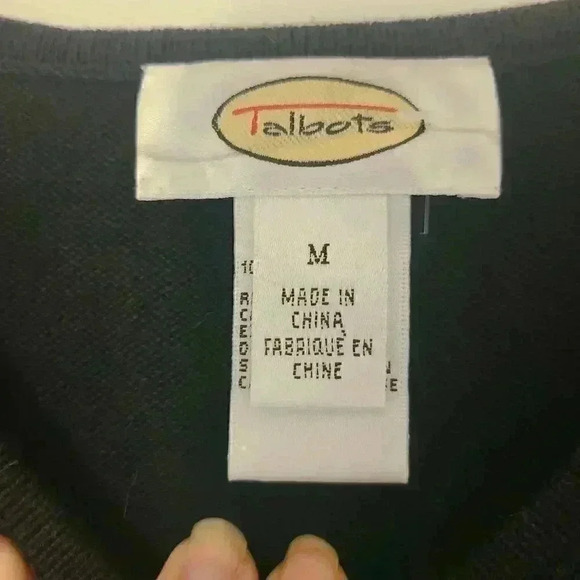 Talbots Black Holly Beaded Sweater embroidered Size M - Picture 6 of 7